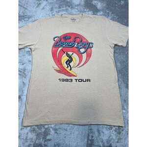 The Beach Boys 1983 Tour Graphic T-Shirt Mens XL Tan Recycled Cotton Blend